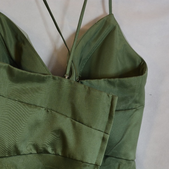 Alfred Angelo Green Organza-type Spaghetti Strap Dress SZ 16 - Picture 7 of 9